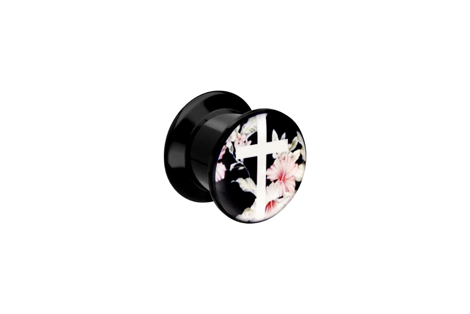Acryl Plug KREUZ + BLÜTEN von Piercingline